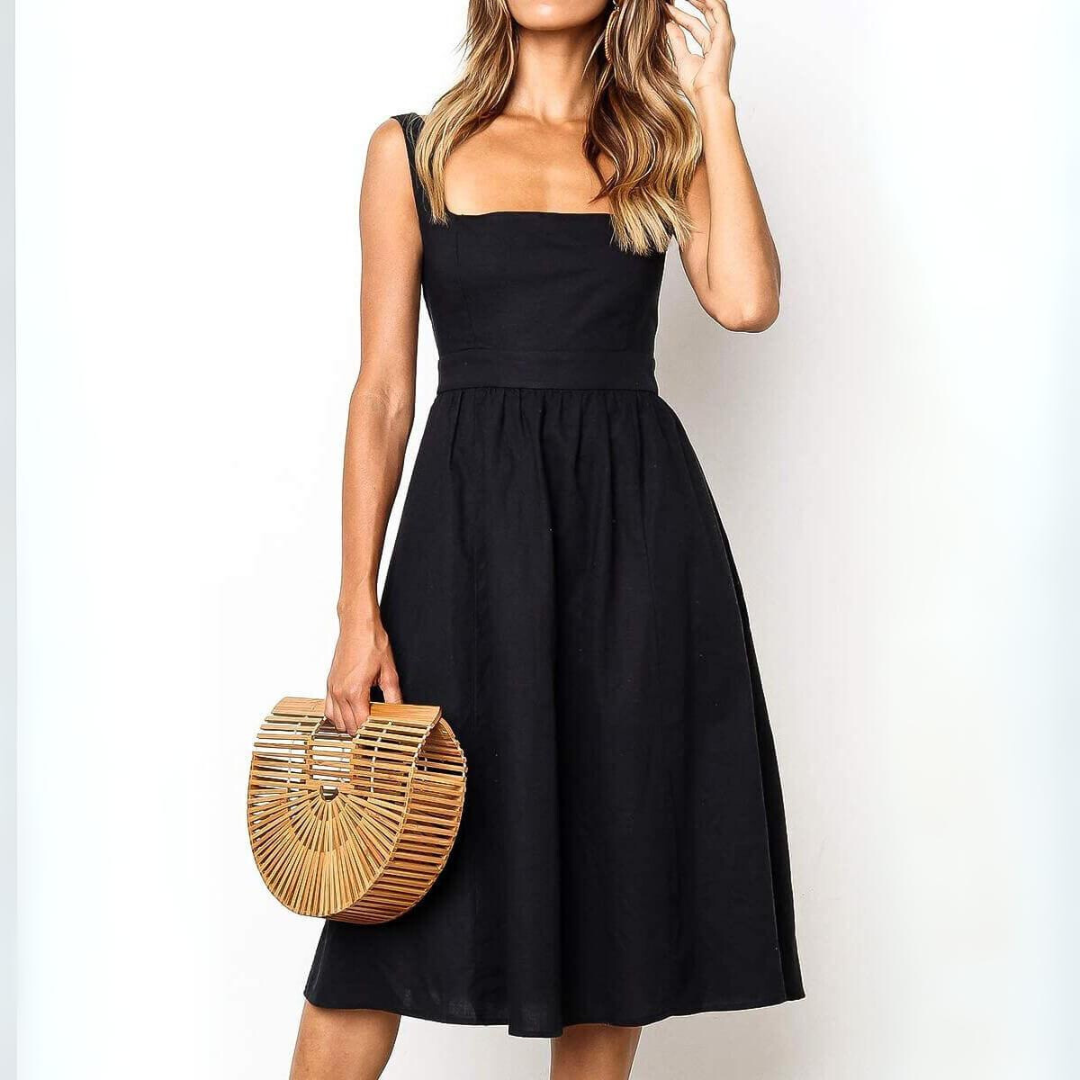 Vestido Midi Soltinho Decote Reto
