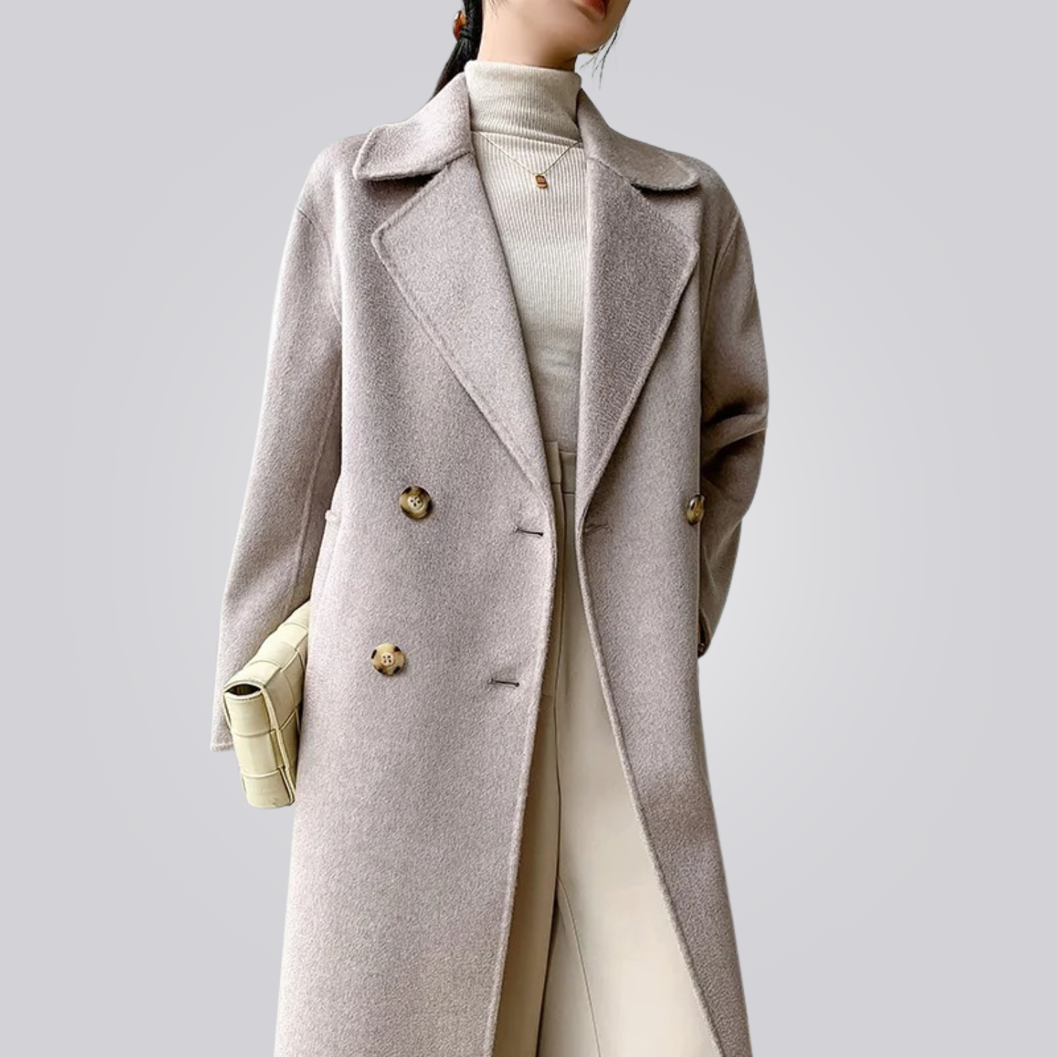 Casaco Feminino Longo de Lã Batida Ribera