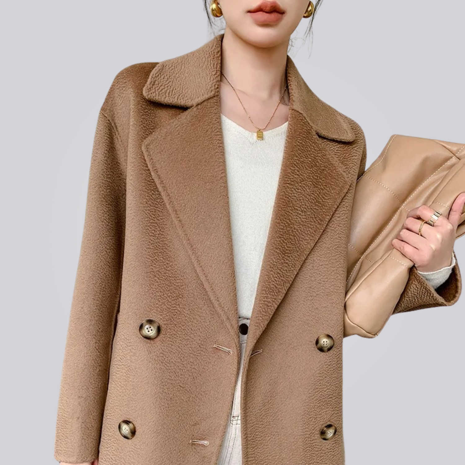 Casaco Feminino Longo de Lã Batida Ribera