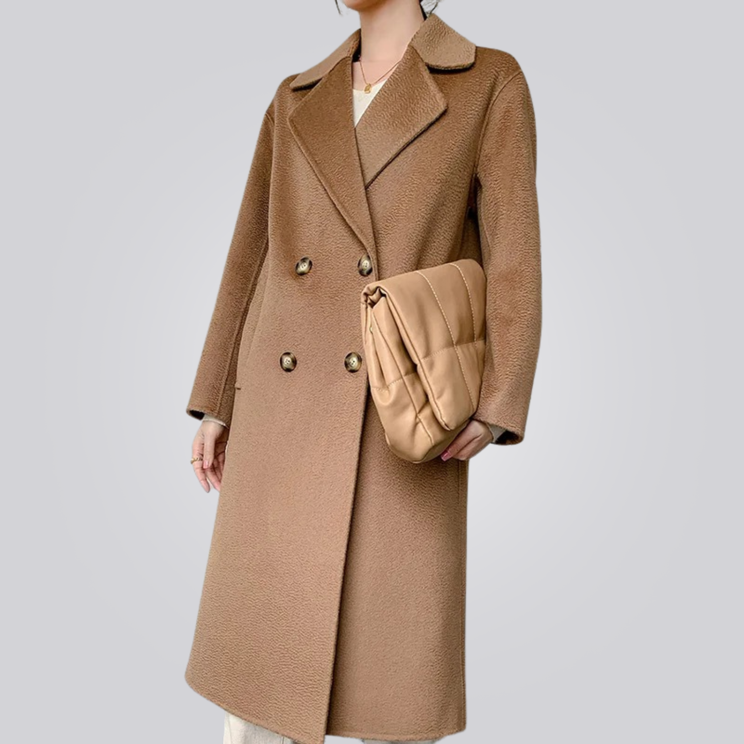 Casaco Feminino Longo de Lã Batida Ribera