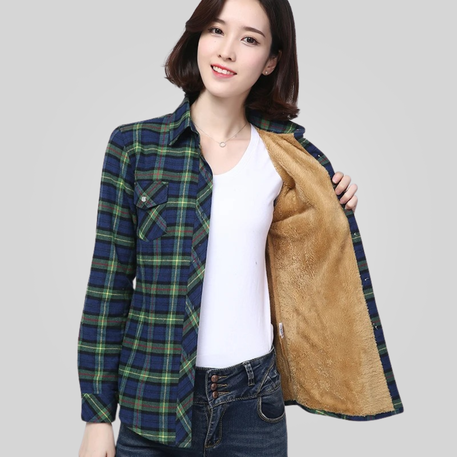 Camisa Xadrez Feminina Peluciada