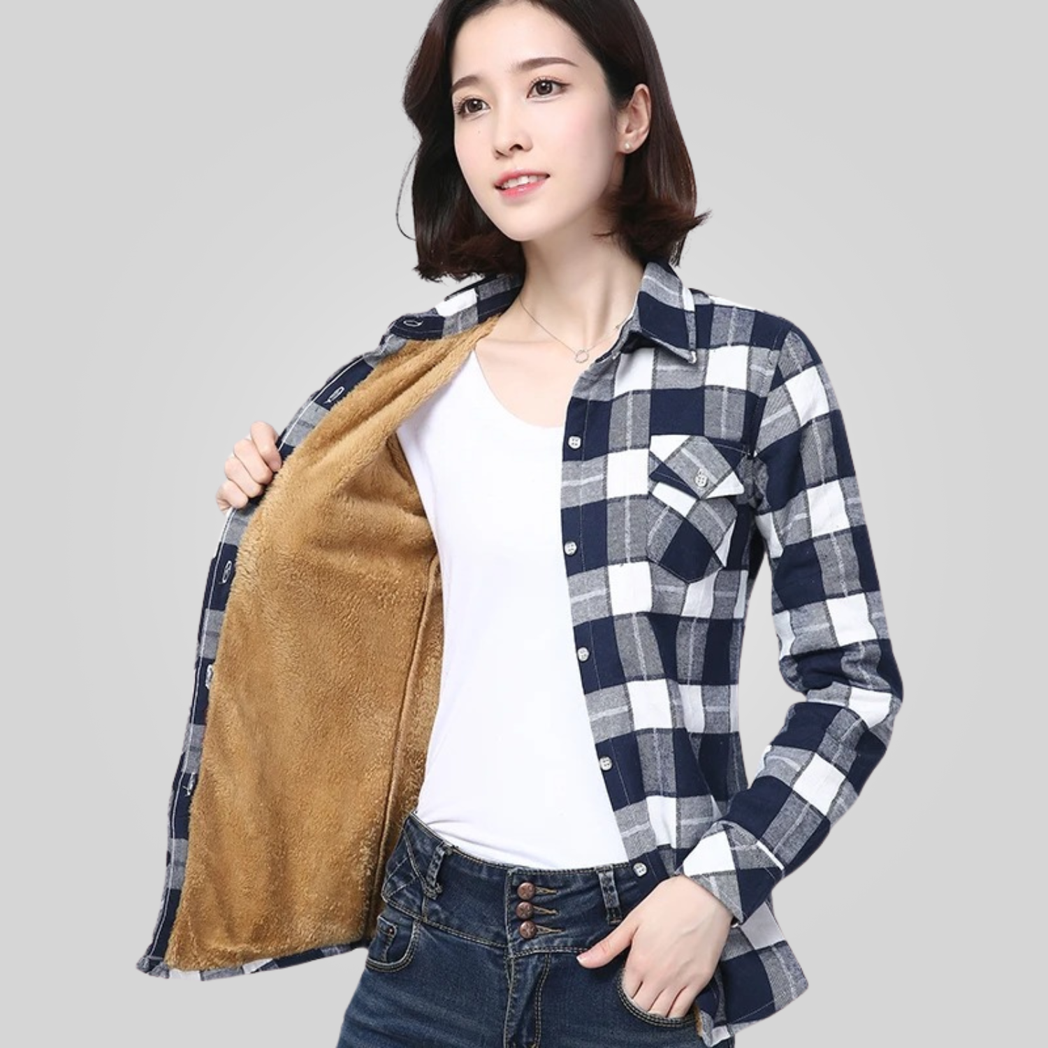 Camisa Xadrez Feminina Peluciada