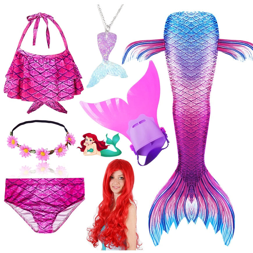 Fantasia Ariel com Nadadeira e Cabelo - A pequena Sereia