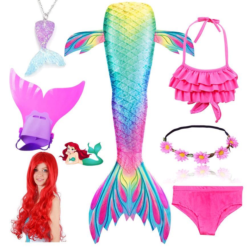 Fantasia Ariel com  Nadadeira e Cabelo - A pequena Sereia