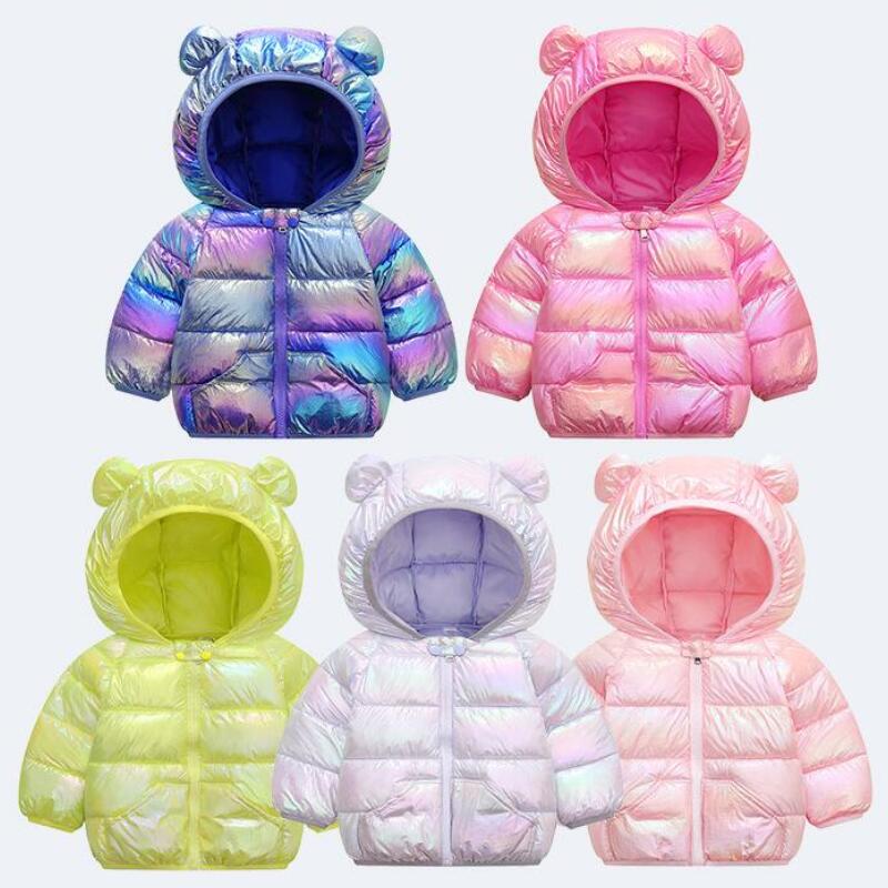 Jaqueta Infantil Puffer Holográfica com Capuz