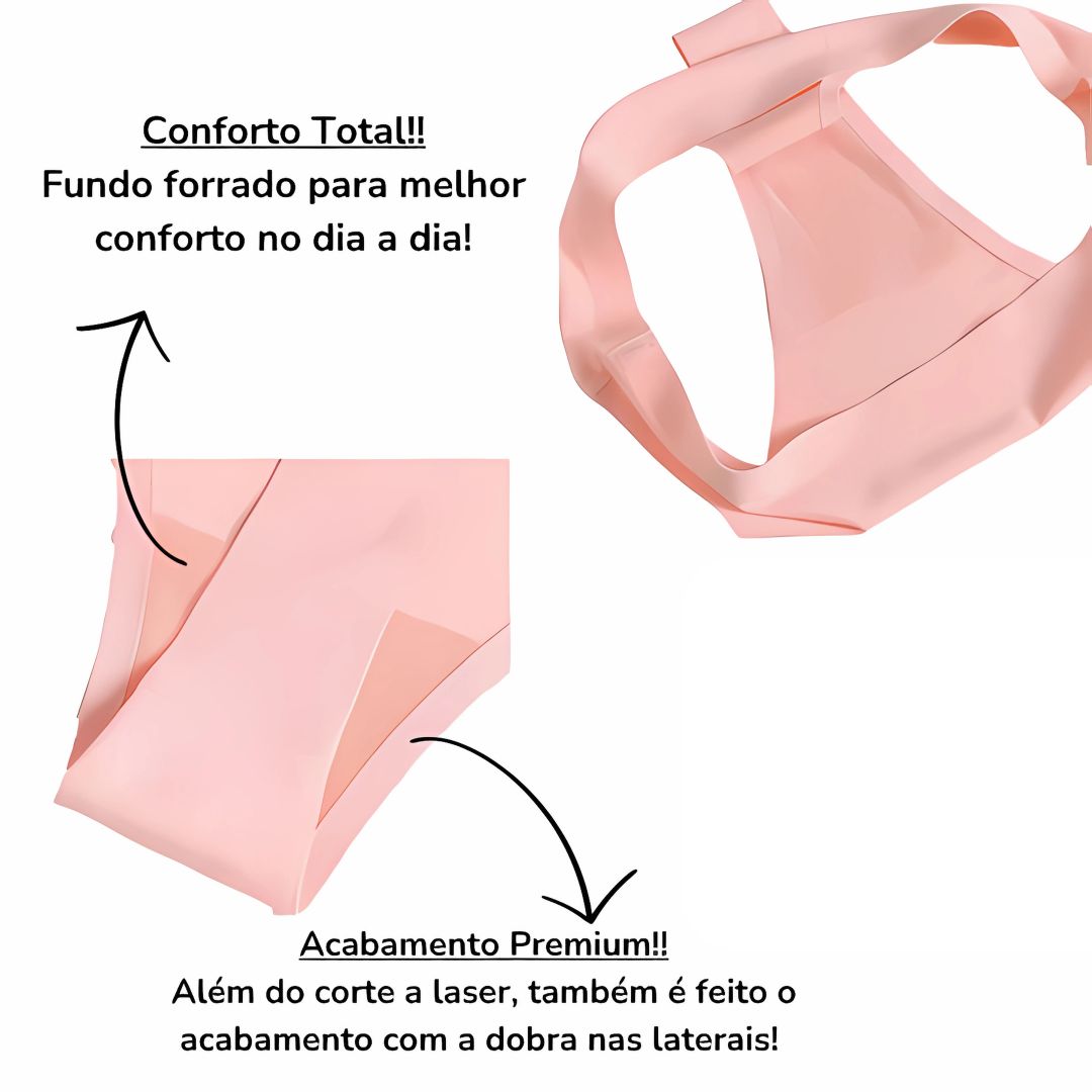 Kit 12 Calcinhas Fio Dental Sem Costura Corte a Laser