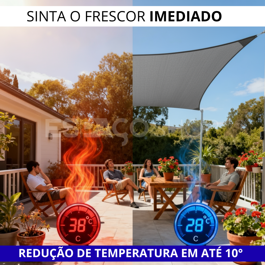 Toldo Portátil Impermeável Flexível e Resistente Com Proteção UV + Kit de Cordas