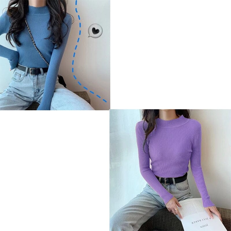 KIT 2 Blusas Canelada Gola Alta SUETER Espaço Shop