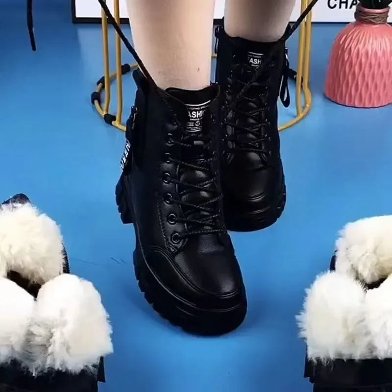 Bota Feminina Sola Grossa Forro de Algodão Para Inverno