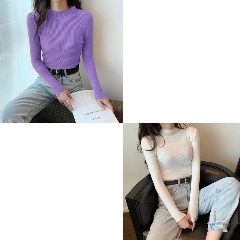 KIT 2 Blusas Canelada Gola Alta SUETER Espaço Shop