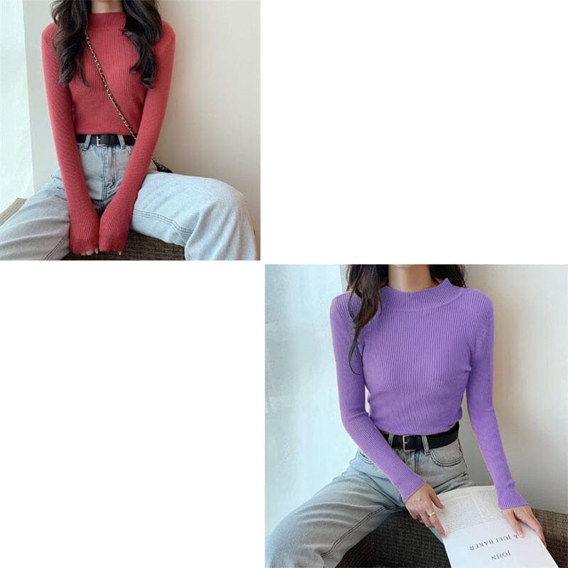 KIT 2 Blusas Canelada Gola Alta SUETER Espaço Shop