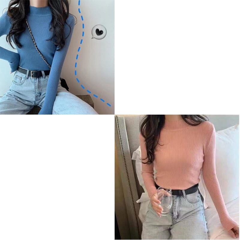 KIT 2 Blusas Canelada Gola Alta SUETER Espaço Shop