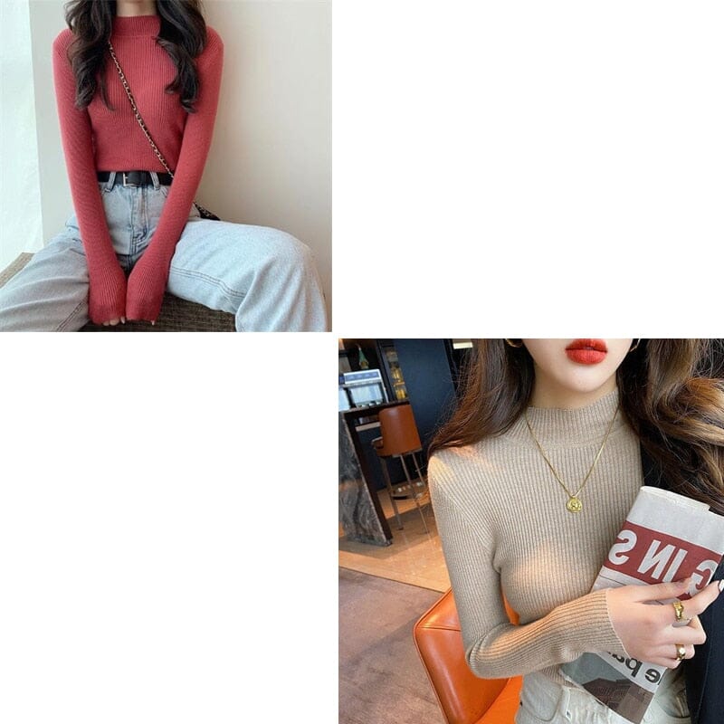 KIT 2 Blusas Canelada Gola Alta SUETER Espaço Shop