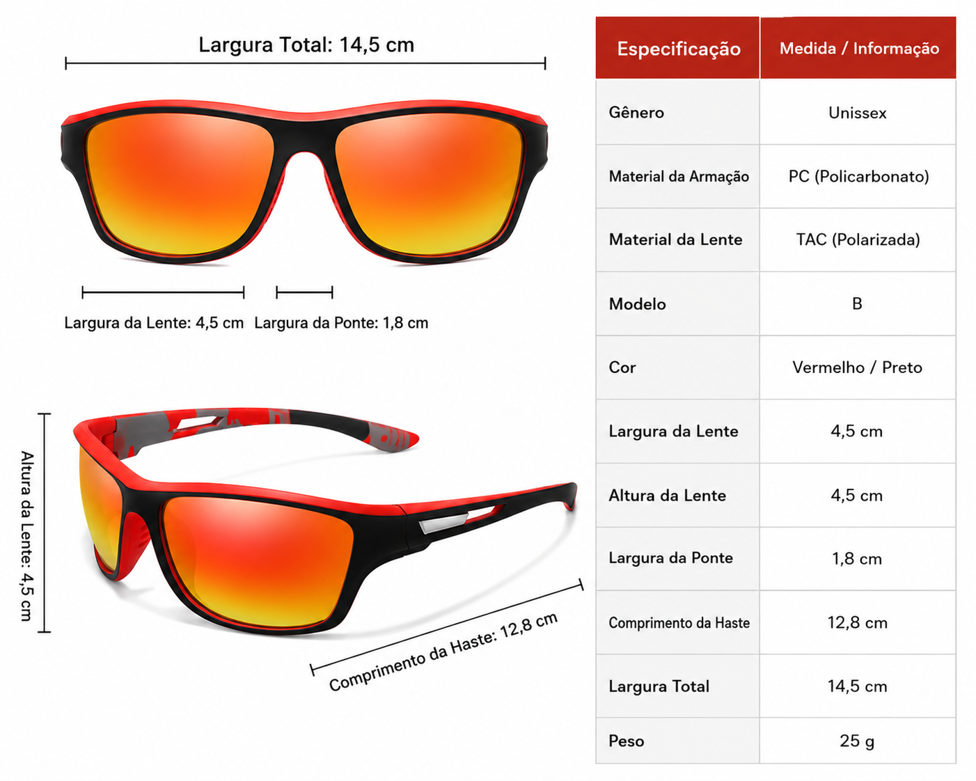 Óculos De Sol Polarizado Esportivo Flex Unissex