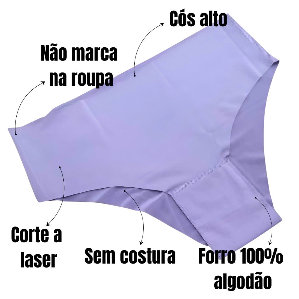 Kit 5 Calcinhas Femininas Cós Alto Sem Costura – Corte a Laser Conforto