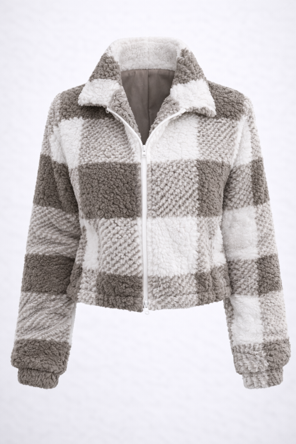 Jaqueta Feminina Teddy Xadrez Sherpa