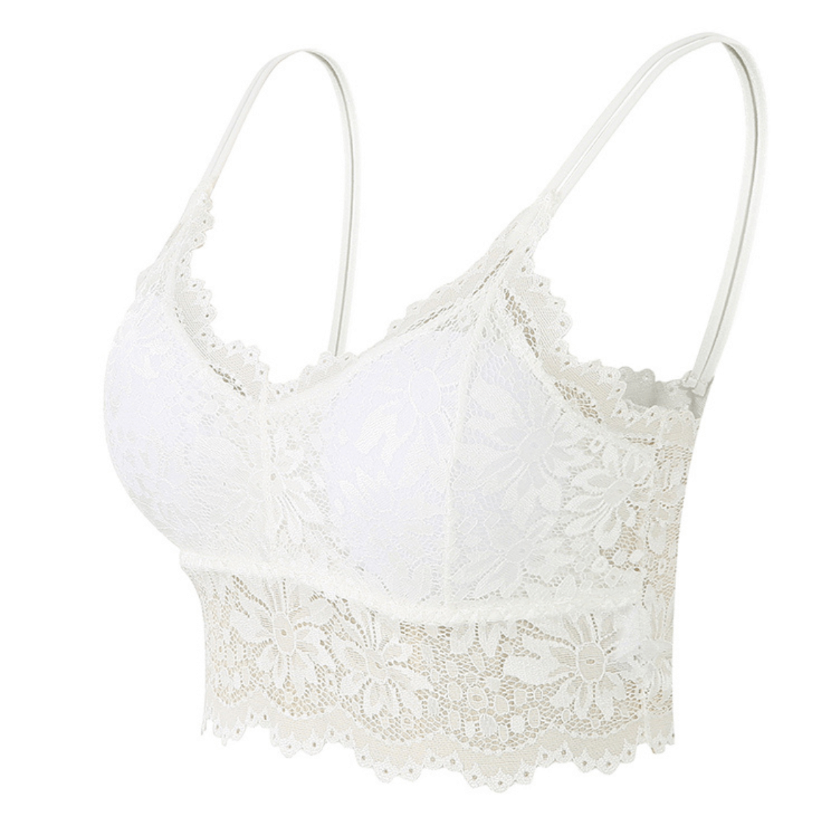 Sutiã de Renda Cropped Alça Fina