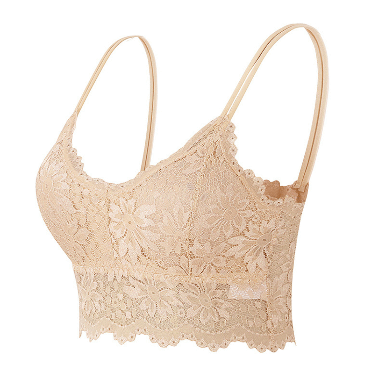 Sutiã de Renda Cropped Alça Fina