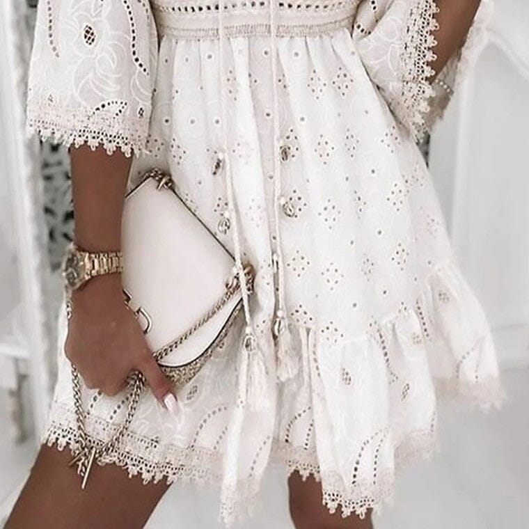 Vestido Elea Boho Curto Renda Vestido EP01