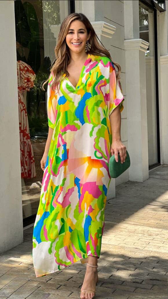 Vestido Lola Estampado Longo e Solto Vestido EP01 VerdeClaro P