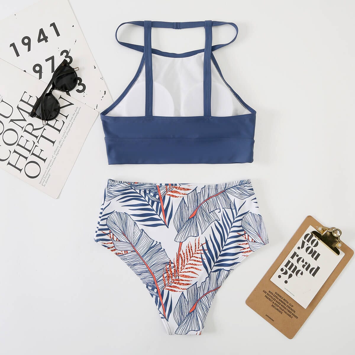 Biquíni Top Decote Alto e Tanga Hot Pant Roupa de Banho espaco shop