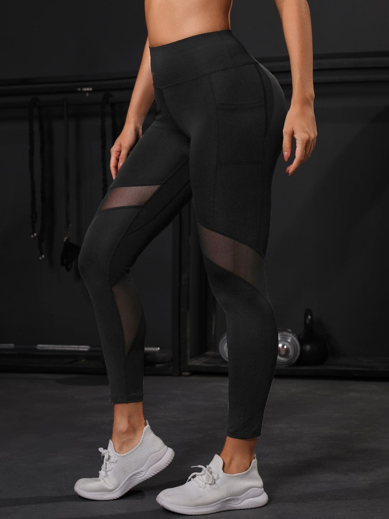 Calça Legging Faixa Transparente com Bolso Calça Legging L01