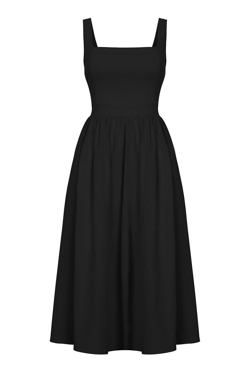 Vestido Midi Soltinho Decote Reto Vestido EP01