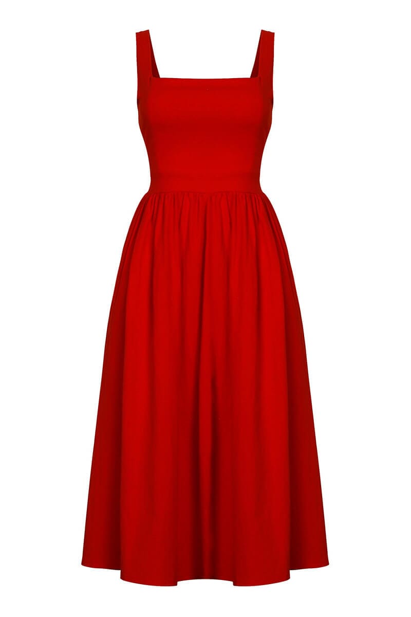Vestido Midi Soltinho Decote Reto Vestido EP01