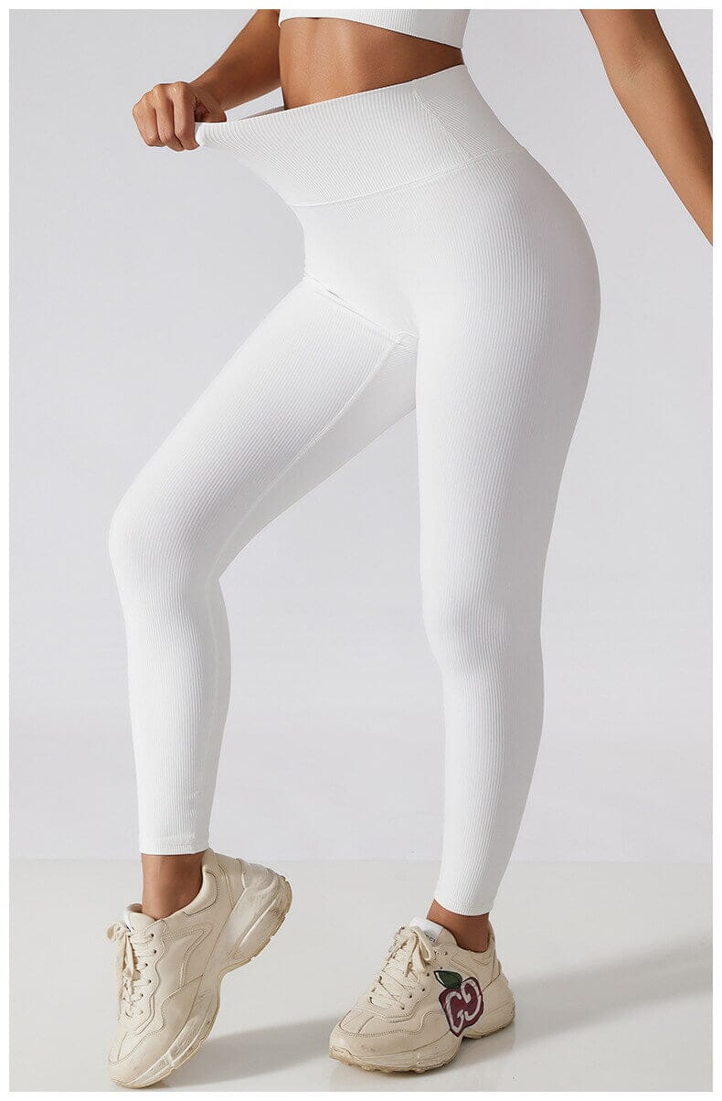 Calça Legging Fitness Textura Canelada Calça Legging L01 Branco P