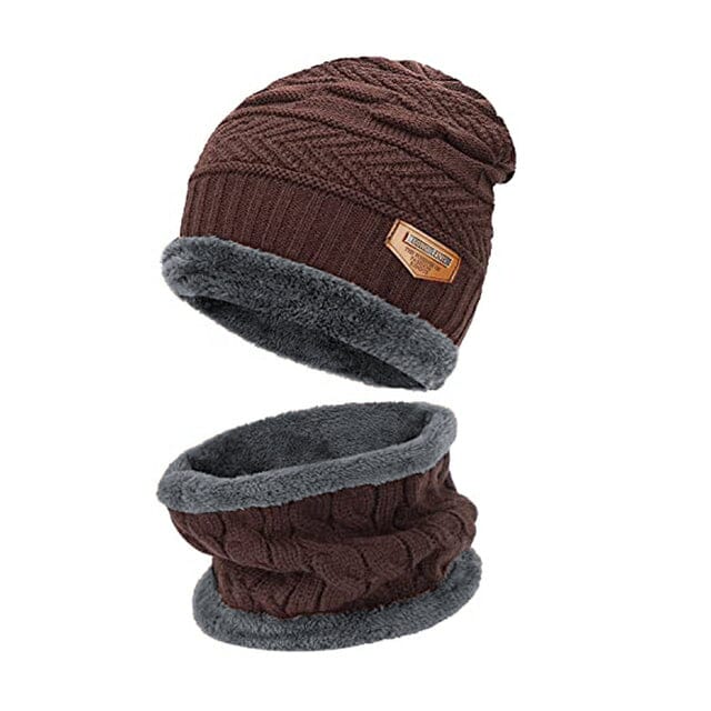 Conjunto Touca Gorro Térmico com Cachecol Espaço Shop Marrom