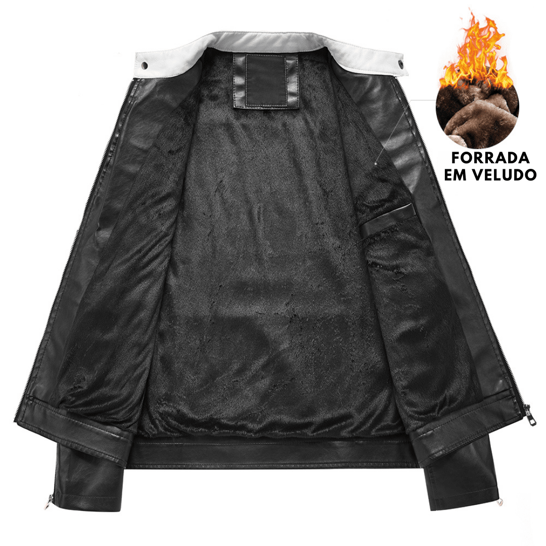 Jaqueta de Couro Vintage Motor casaco 04 Espaço Shop