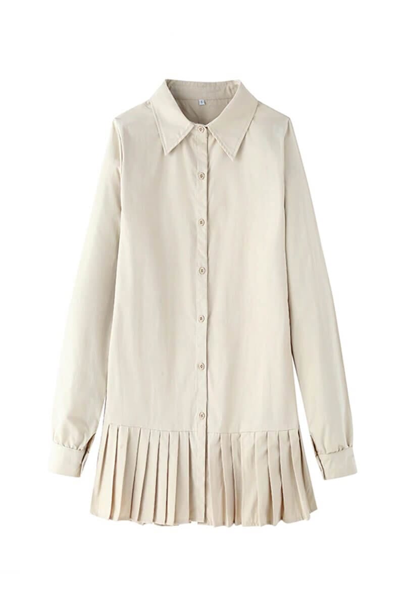 Vestido Chemise Curto Plissado Vestido EP01