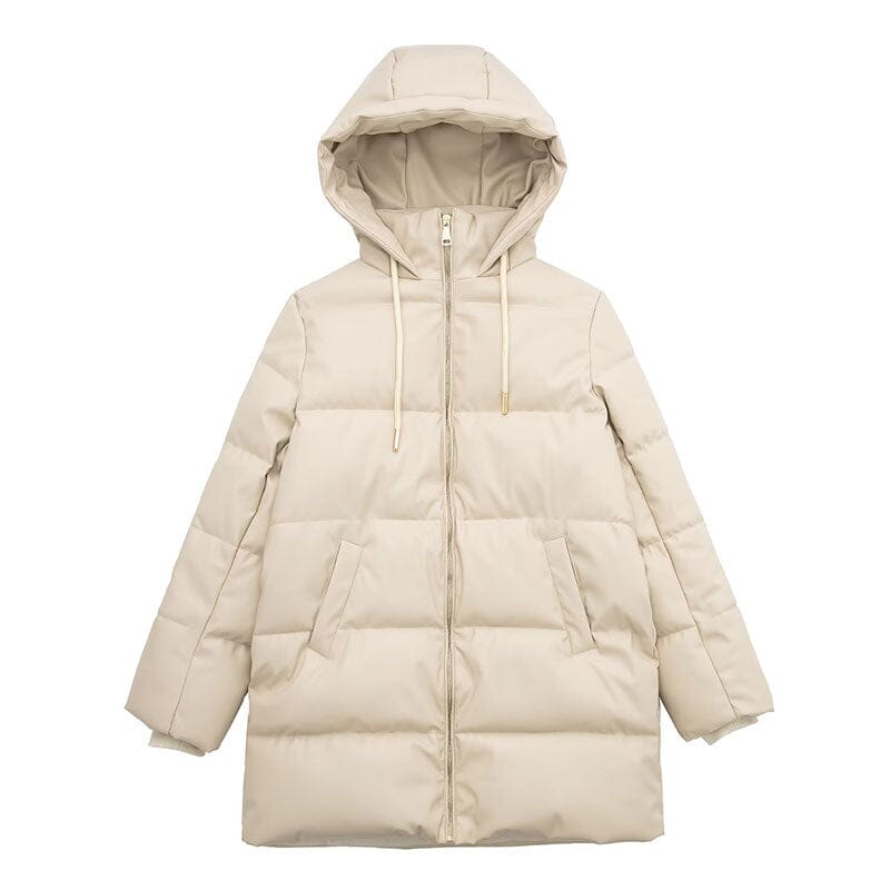 Jaqueta Couro Vintage Catherine 0 Espaço Shop Creme Longa EP