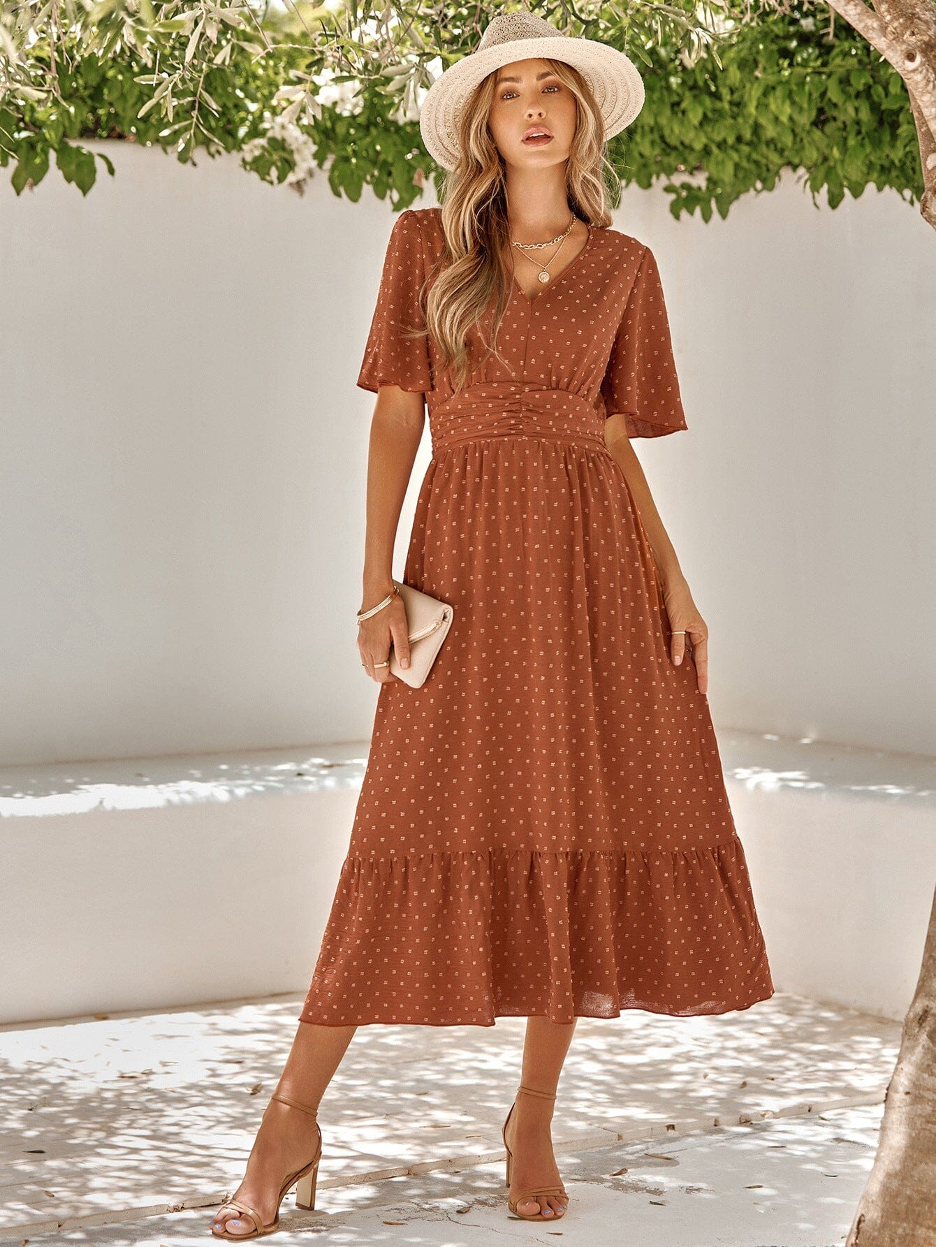 Vestido Marbella Longo Decote V Vestido EP01 Laranja P