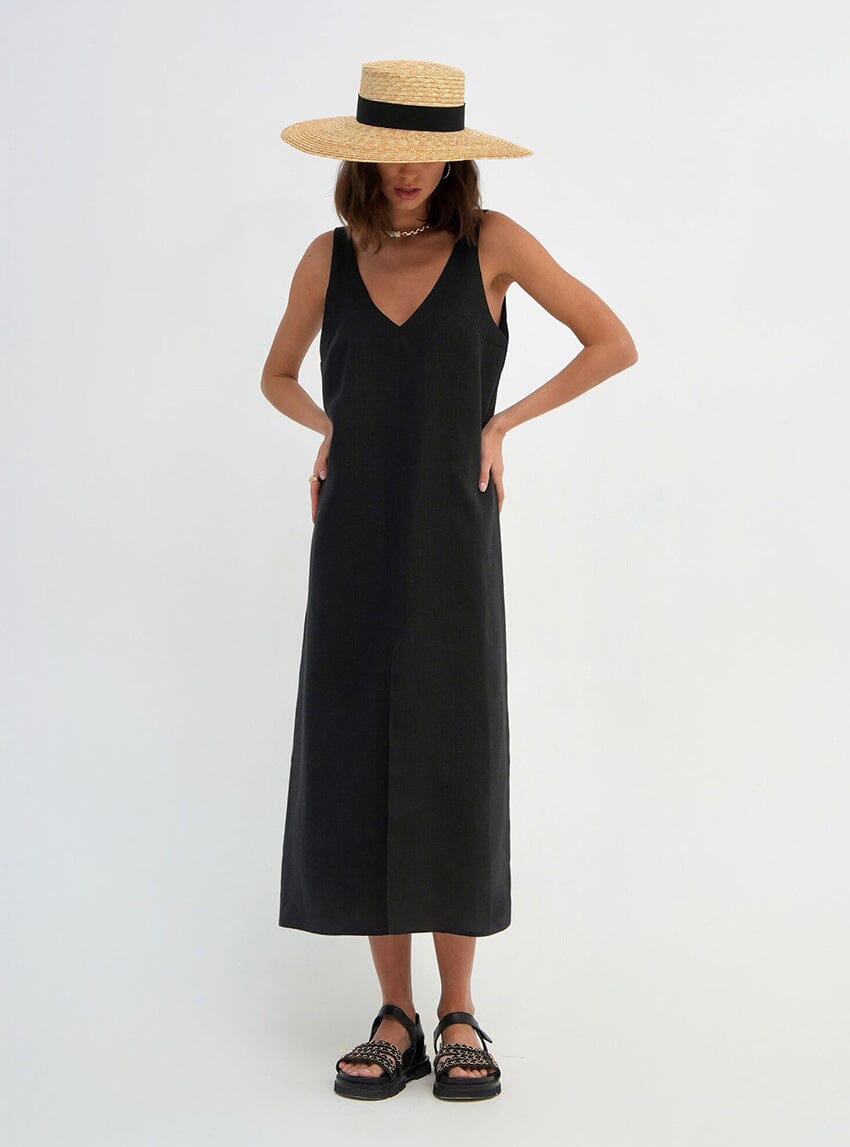 Vestido Casual Reto Fenda Frontal Vestido EP01