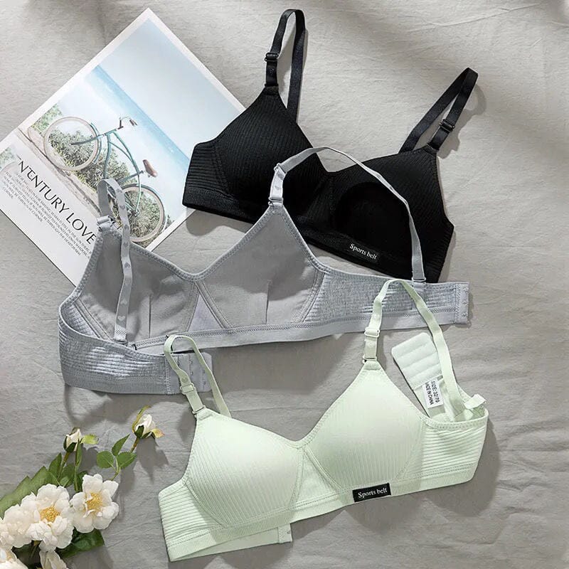 Kit com 5 sutiãs 90% algodão fecho 3 Aros super confortável 0 Espaço Shop