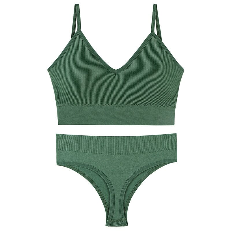 Kit Calcinha e Sutiã sem costura Espaço Shop Verde P 40-60kg