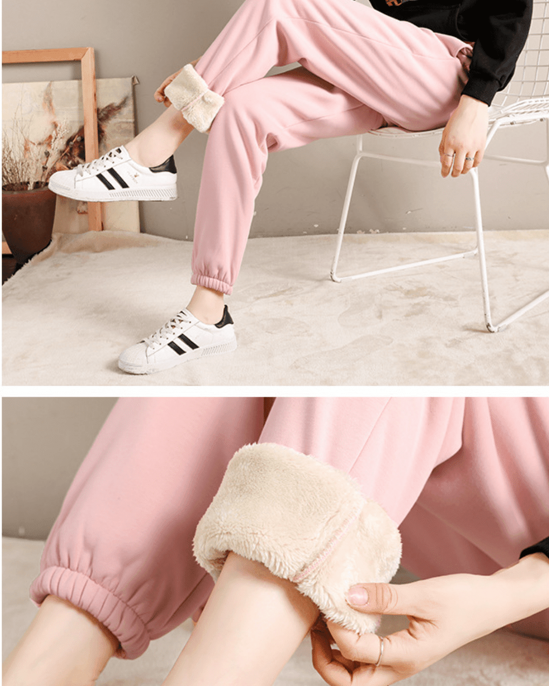 Calça Moletom Feminina com Forro de Lã calca frio Gamborini Rosa PP