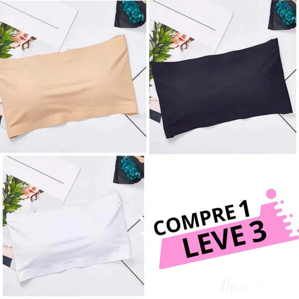 Sutiãs Sem Alça em Seda Gelo- (Compre 1 e Leve 3 unidades Apenas Hoje!) 0 Espaço Shop Bege + Preto + Branco Ajustável nas Costas ( Ideal para mulheres de 45 até 90kg)