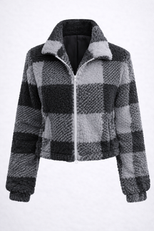 Jaqueta Feminina Teddy Xadrez Sherpa