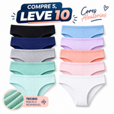 Calcinhas Antibacterianas - Compre 5, Leve 10 | 100% Algodão | Cores Aleatórias