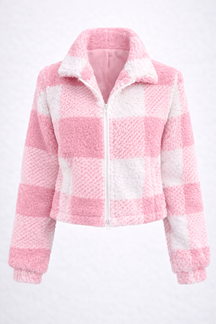 Jaqueta Feminina Teddy Xadrez Sherpa