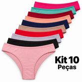 Kit 10 Calcinha Confort Algodão Tanga Básica Feminina