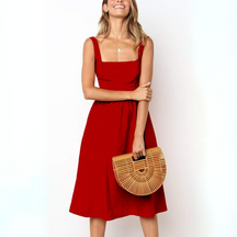 Vestido Midi Soltinho Decote Reto