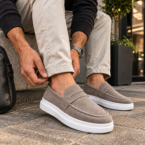 Mocassim Masculino Sola Alta em Camurça Premium