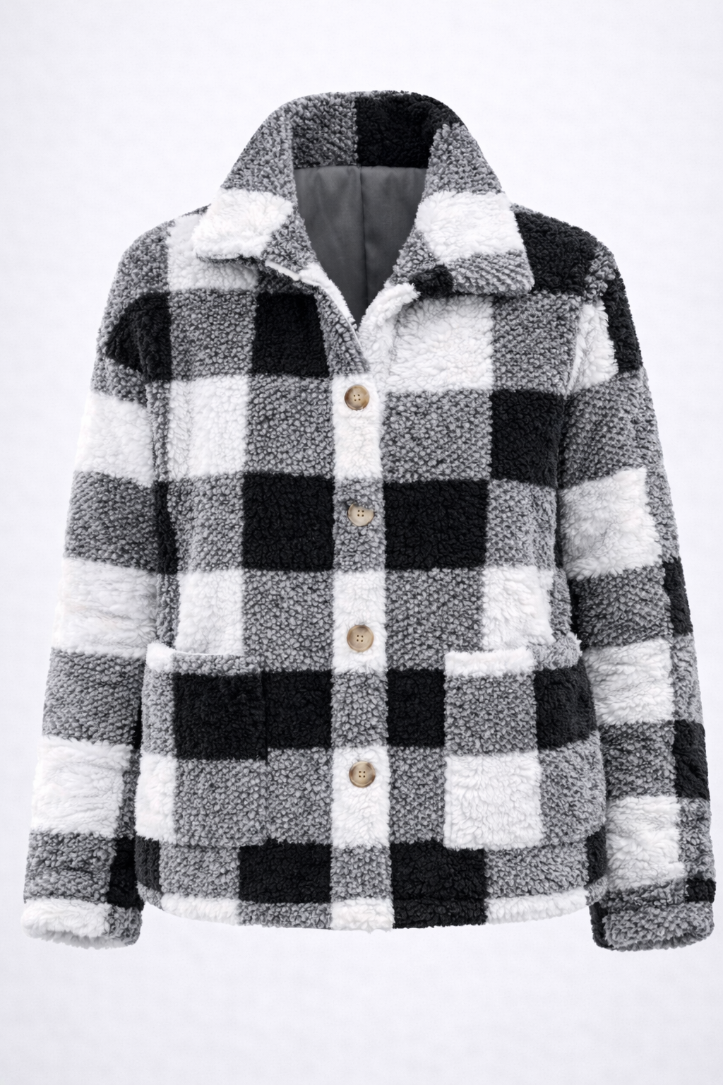 Jaqueta Sherpa Xadrez Feminina