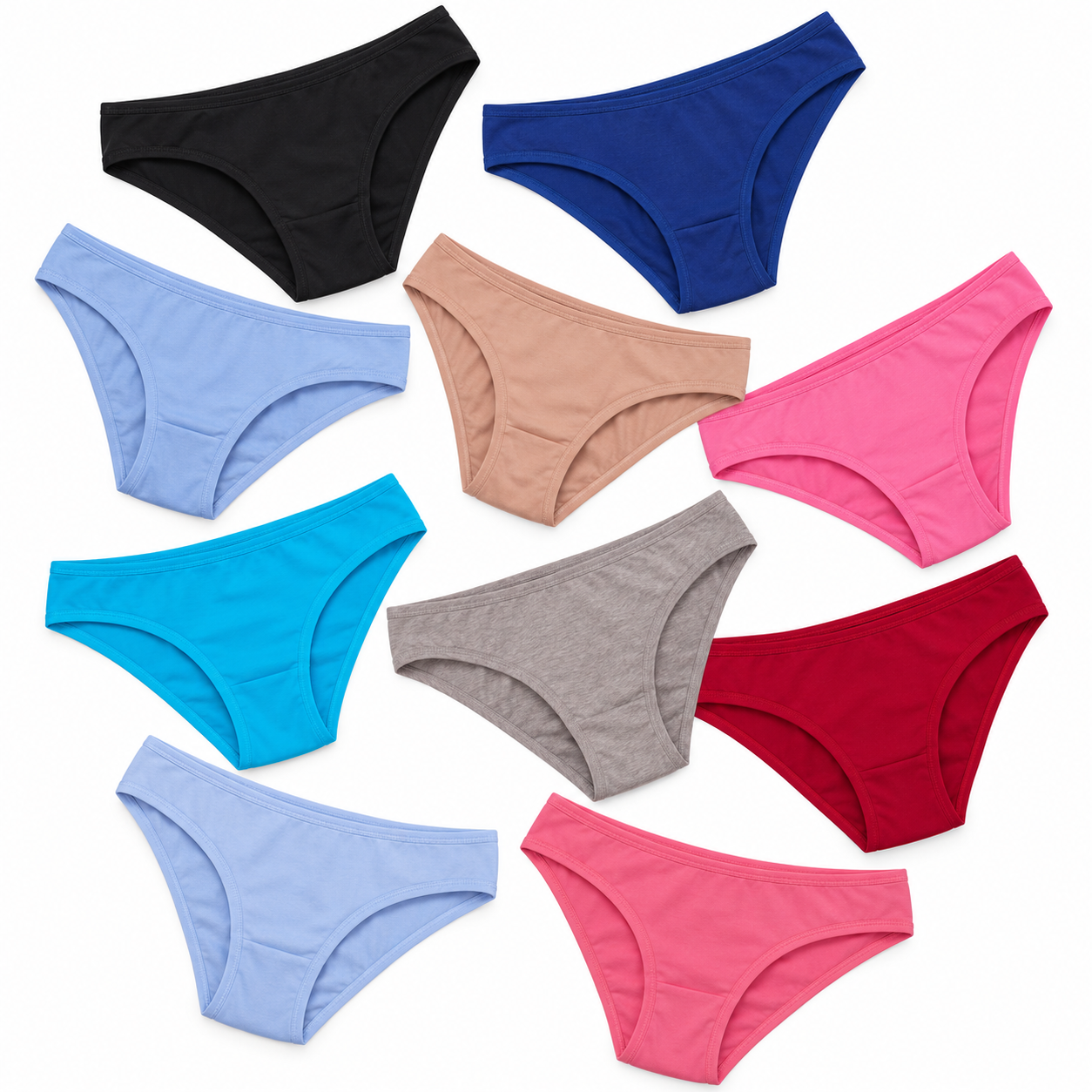 Kit 10 Calcinhas Tanga Em Algodão Lisas