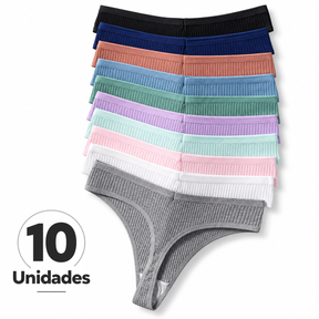 kit 10 Calcinha Fio Dental em Algodão Antibacteriano
