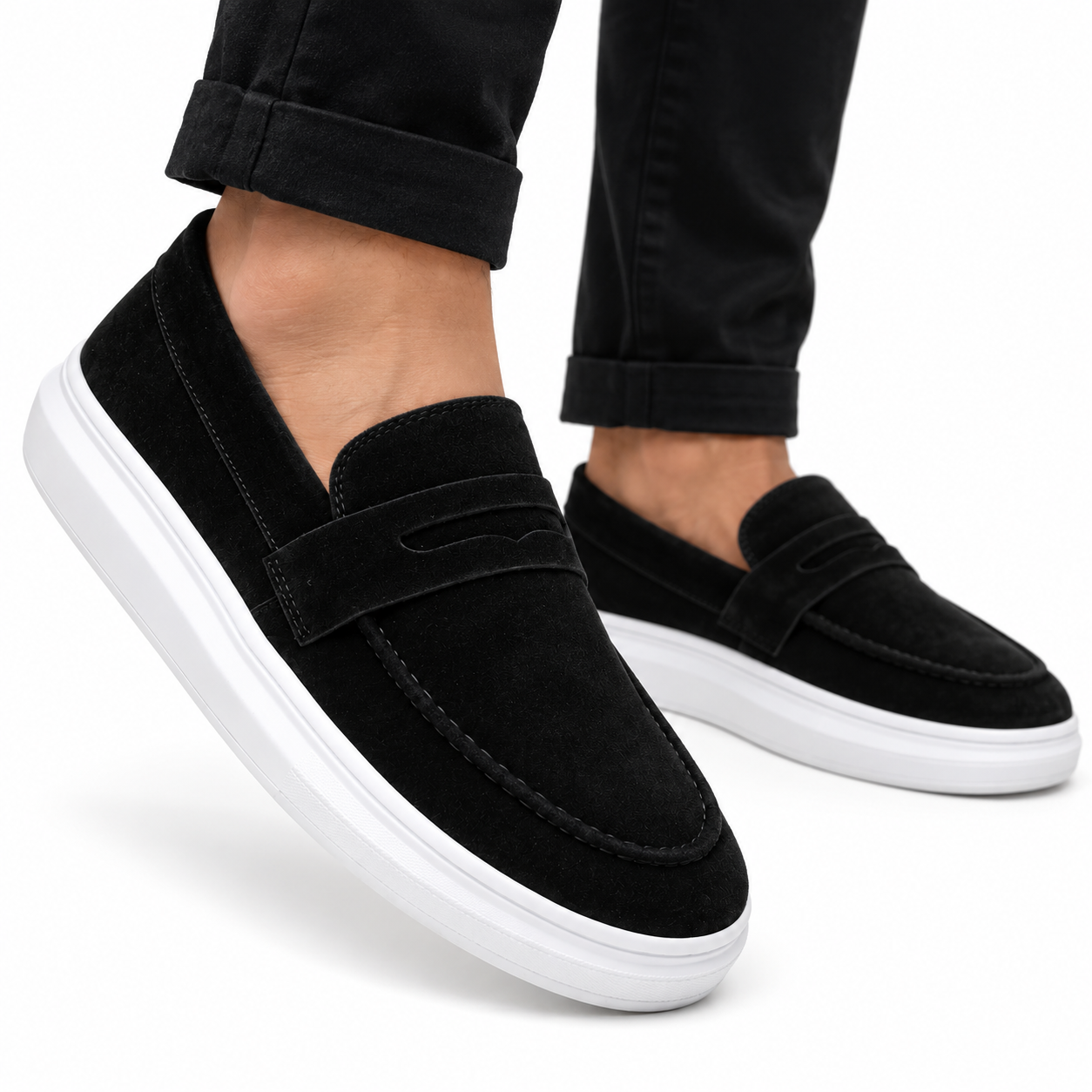 Mocassim Masculino Sola Alta em Camurça Premium