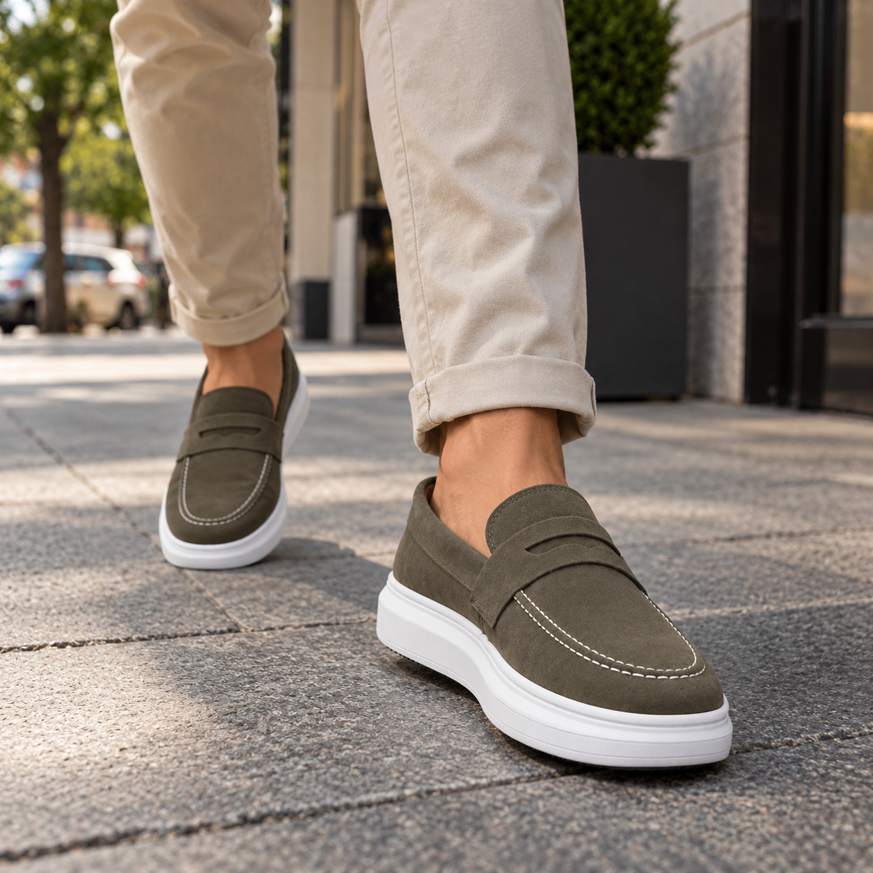 Mocassim Masculino Sola Alta em Camurça Premium